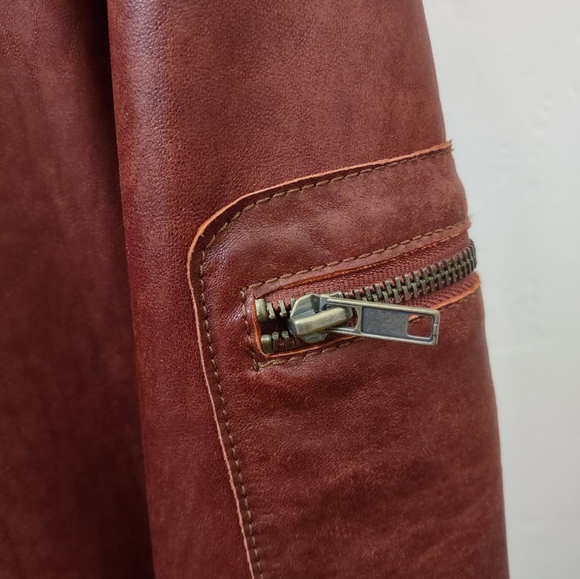 Joseph Barry tobacco brown leather bomber jacket coat size Large - Picture 5 of 14